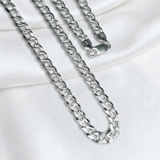 CADENA PLATA CUBANA DIAMANTADA