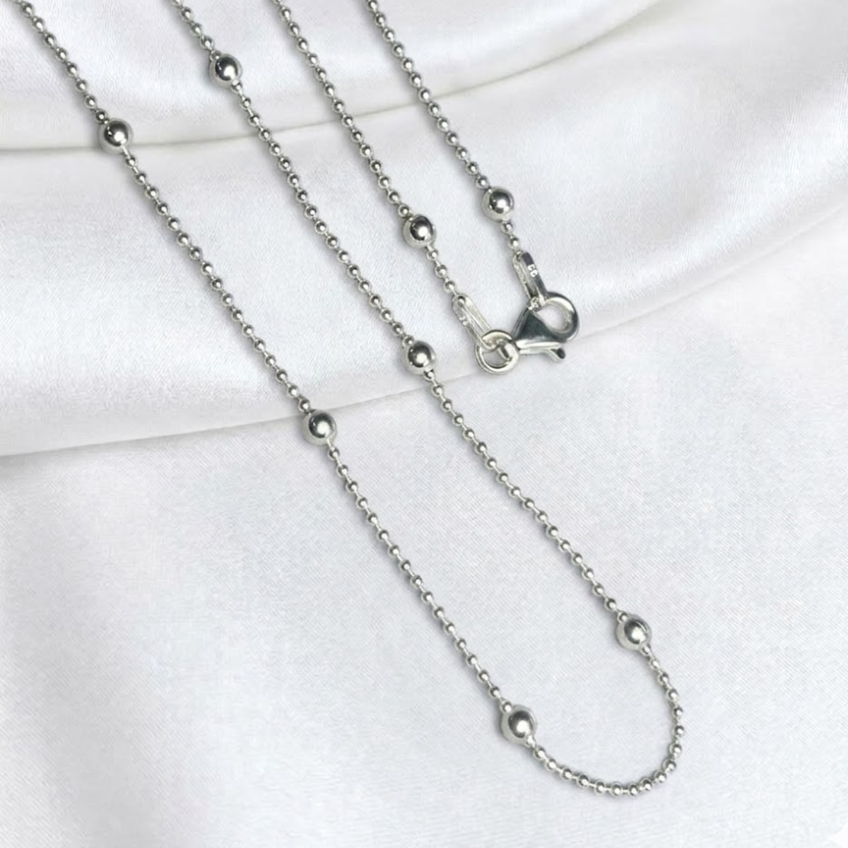 CADENA PLATA MILITAR CON BALINES 45CM LARGO