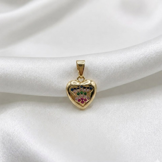 DIJE CORAZON MICROCIRCON INTERNO ORO LAMINADO 18K