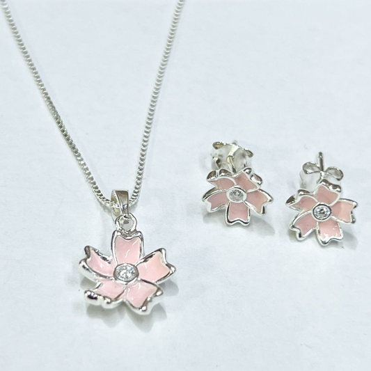 JUEGO DE PLATA FLOR ROSA