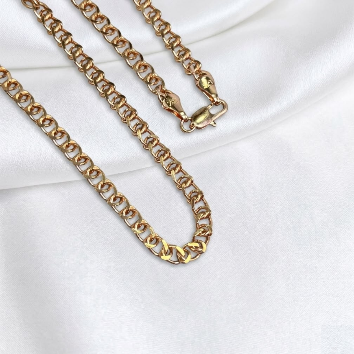 CADENA CURB BARBADA ORO LAMINADO 18K