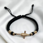 PULSERA ORO LAMINADO AMERICANO 18K CRUZ GUADALUPE TEJIDA