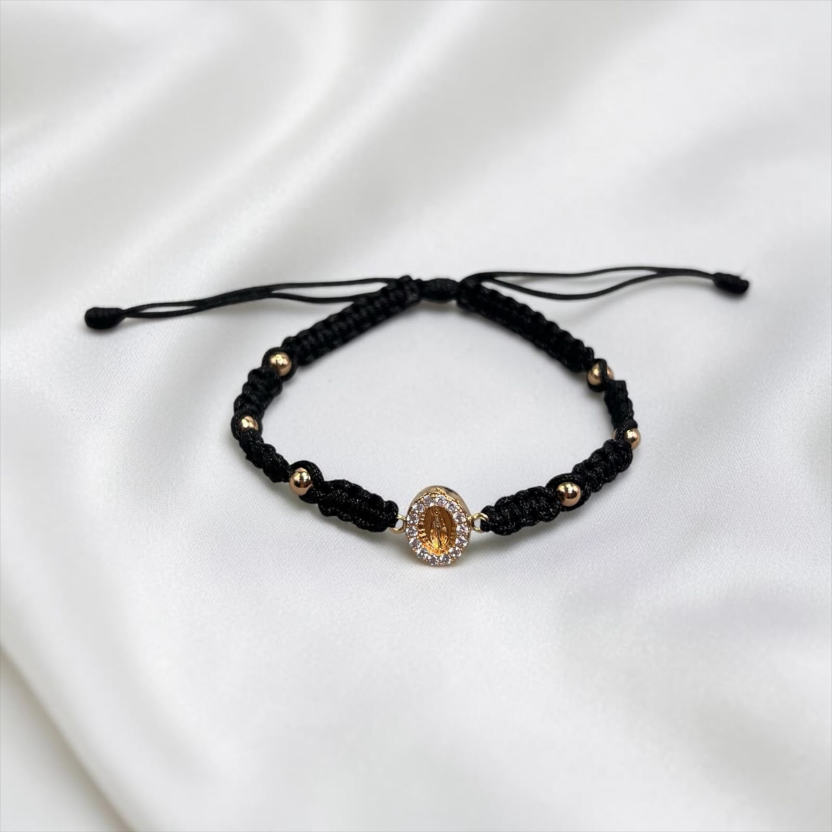 PULSERA ORO LAMINADO MILAGROSA CIRCONES TEJIDA