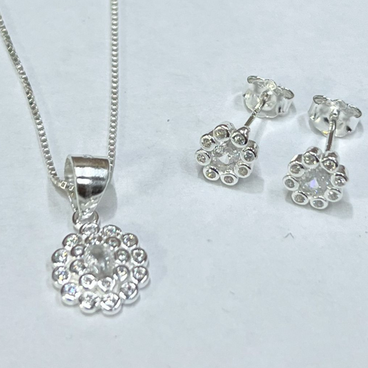 JUEGO DE PLATA CÍRCULO FLOR