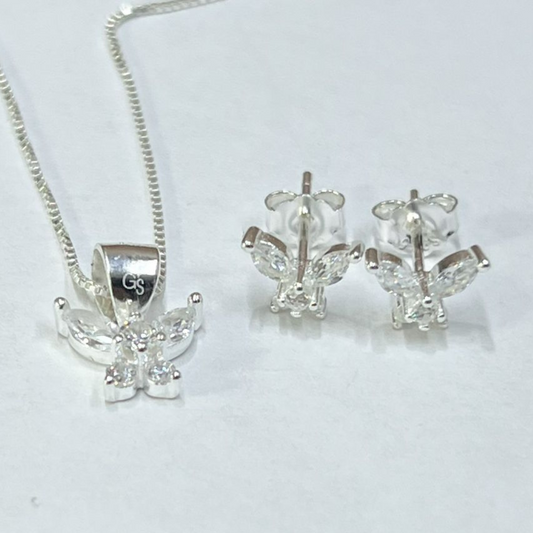 JUEGO DE PLATA MARIPOSA PUNTA