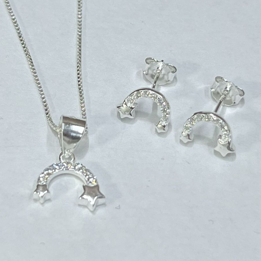 JUEGO DE PLATA ESTRELLA ARCOIRIS