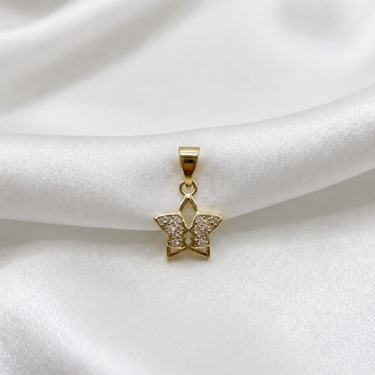 DIJE CIRCONES ESTRELLA ALAS ORO LAMINADO 18K