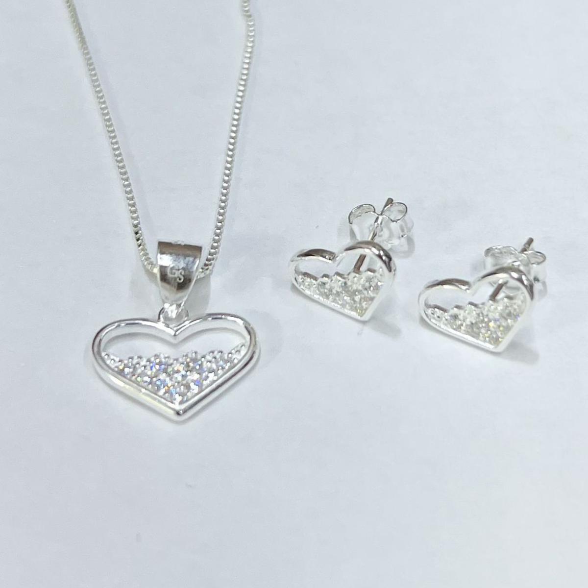 JUEGO DE PLATA CORAZÓN SILUETA