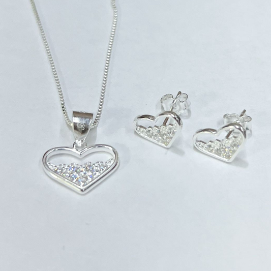 JUEGO DE PLATA CORAZÓN SILUETA