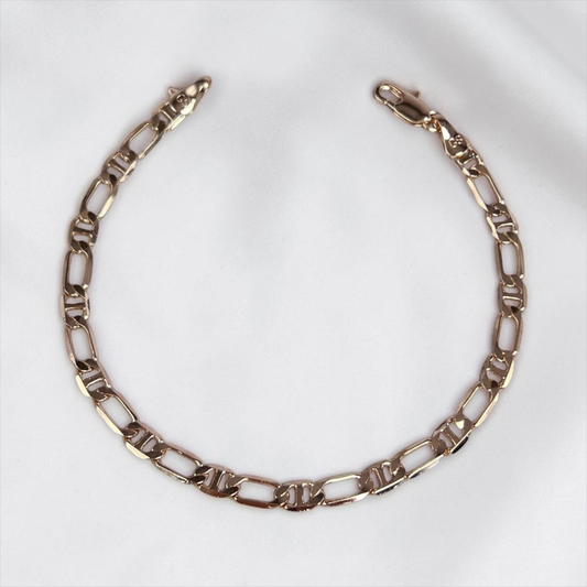 PULSERA ESLABON FIGARO ORO LAMINADO 18K