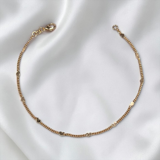 TOBILLERA CORAZÓN ORO LAMINADO 18K