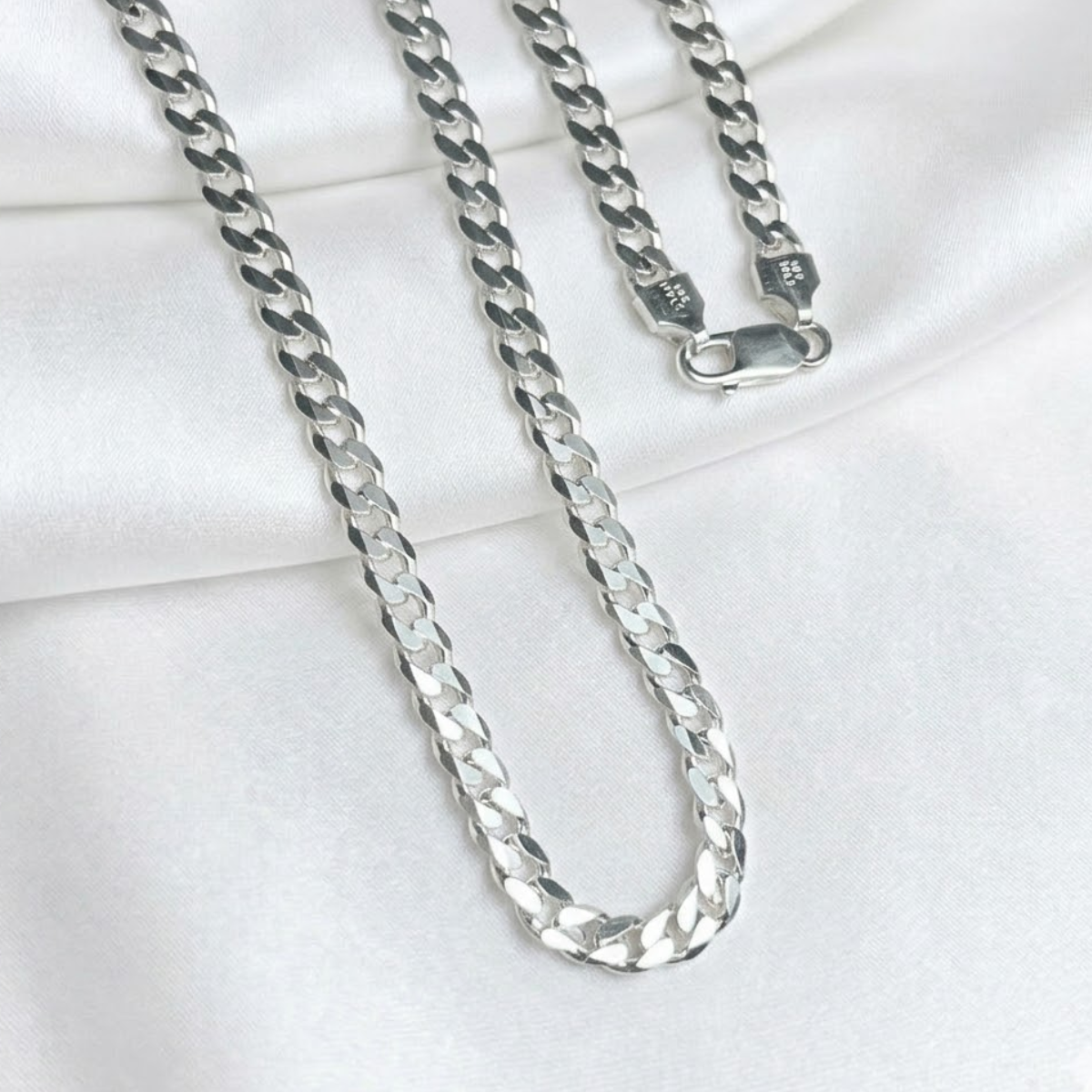 CADENA PLATA CUBANA 60CM LARGO