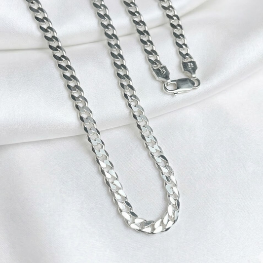CADENA PLATA CUBANA 60CM LARGO
