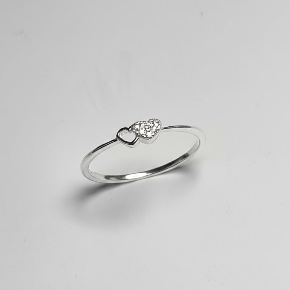 ANILLO DOBLE CORAZON PLATA CIRCONES TAILANDES