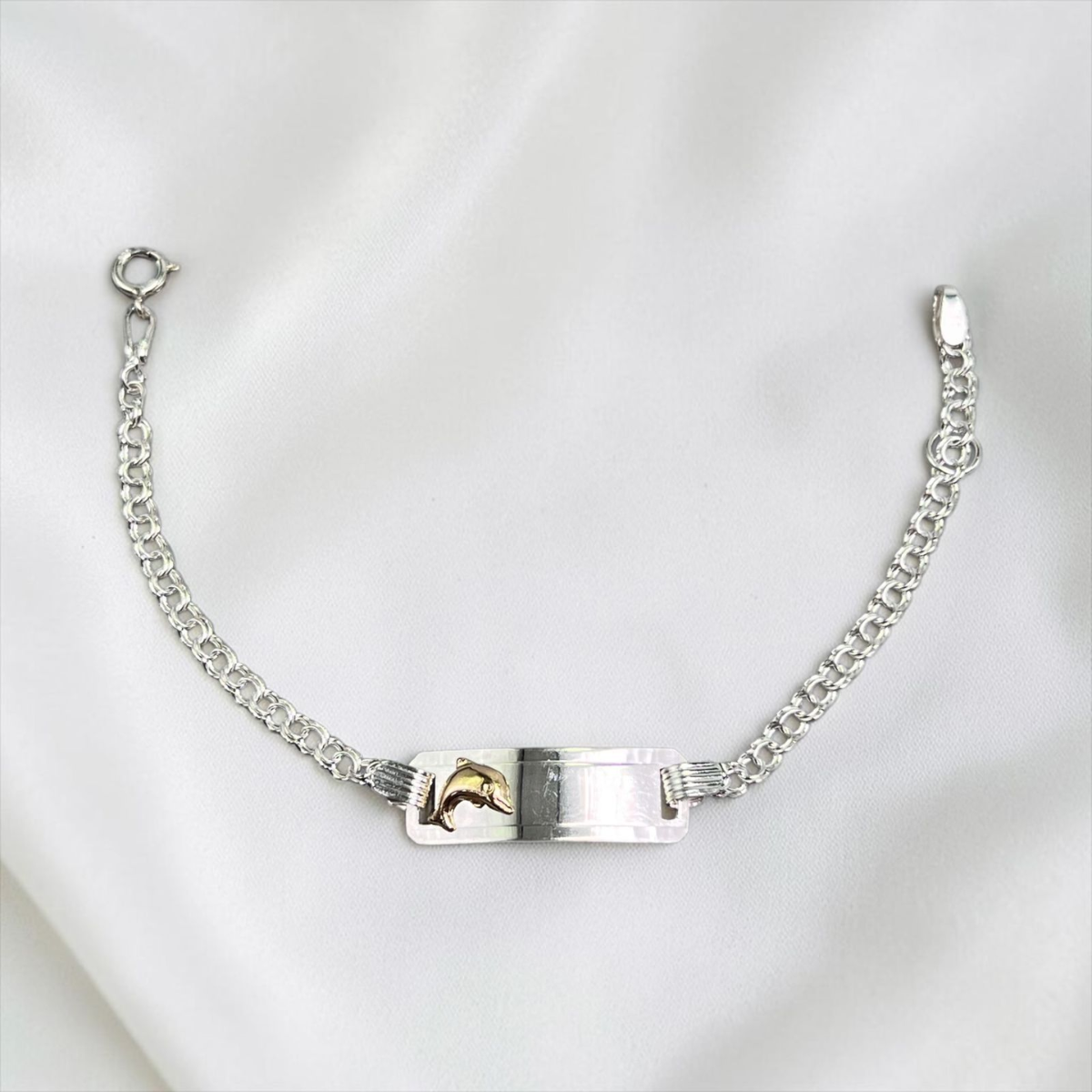 PULSERA PLACA BEBÉ LAMINILLA DELFIN