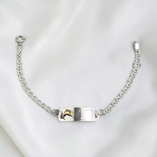 PULSERA PLACA BEBÉ LAMINILLA DELFIN