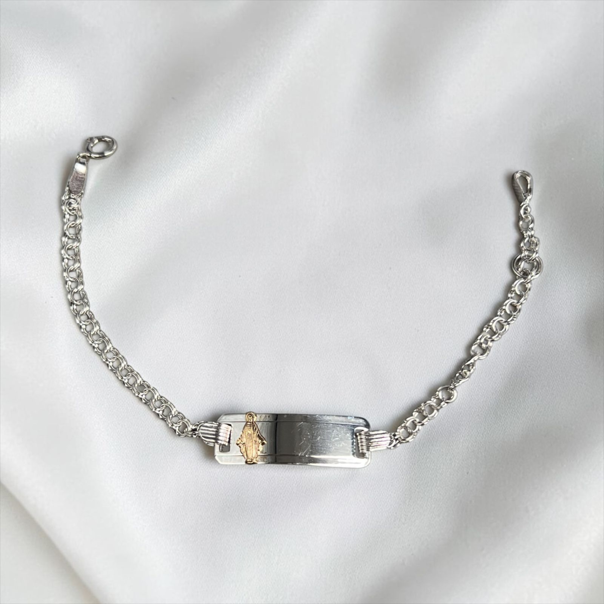 PULSERA PLACA NIÑO LAMINILLA MILAGROSA SILUETA