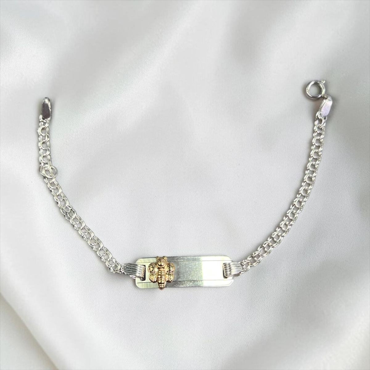 PULSERA PLACA BEBÉ LAMINILLA ABEJA