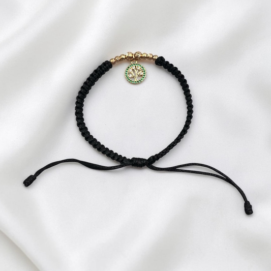 PULSERA ORO LAMINADO 18K ARBOL DE LA VIDA TEJIDA