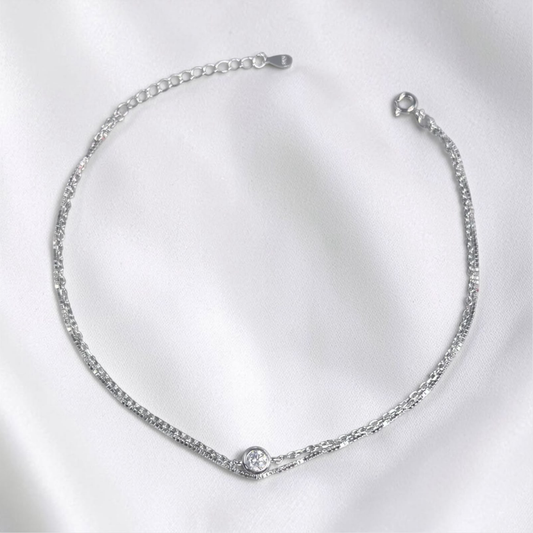 TOBILLERA PLATA CIRCONES TAILANDES