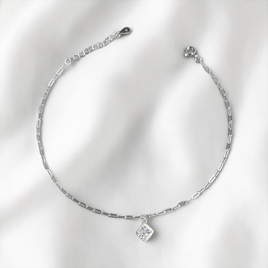 TOBILLERA PLATA CIRCONES TAILANDES