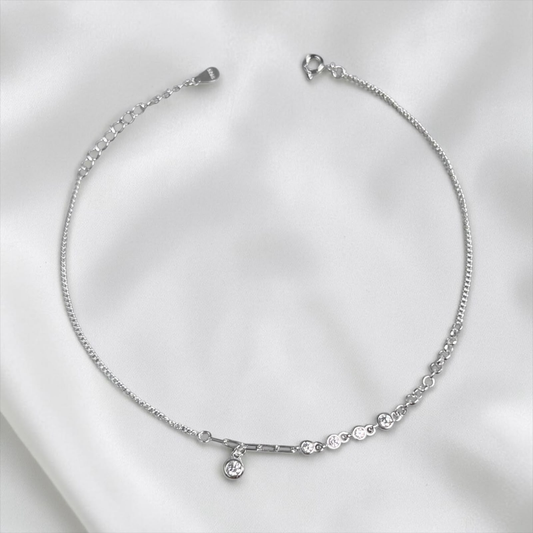 TOBILLERA PLATA CIRCONES TAILANDES