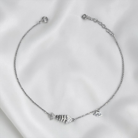 TOBILLERA PLATA CIRCONES TAILANDES