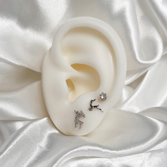 SET DE TOPOS VENADO CON CIRCONES RODIO
